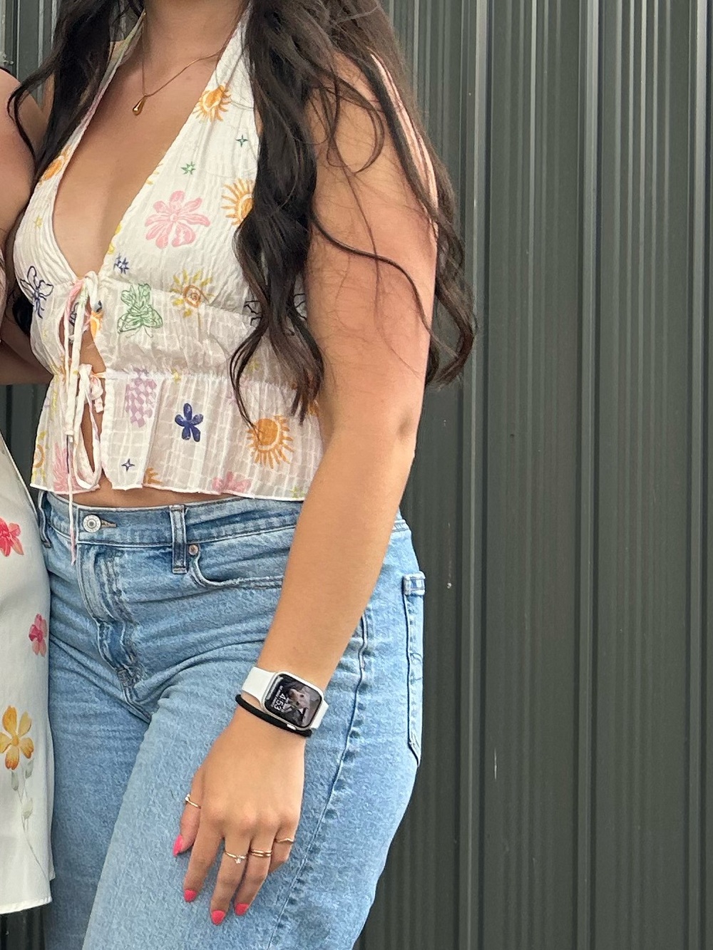 White Floral Halter Top